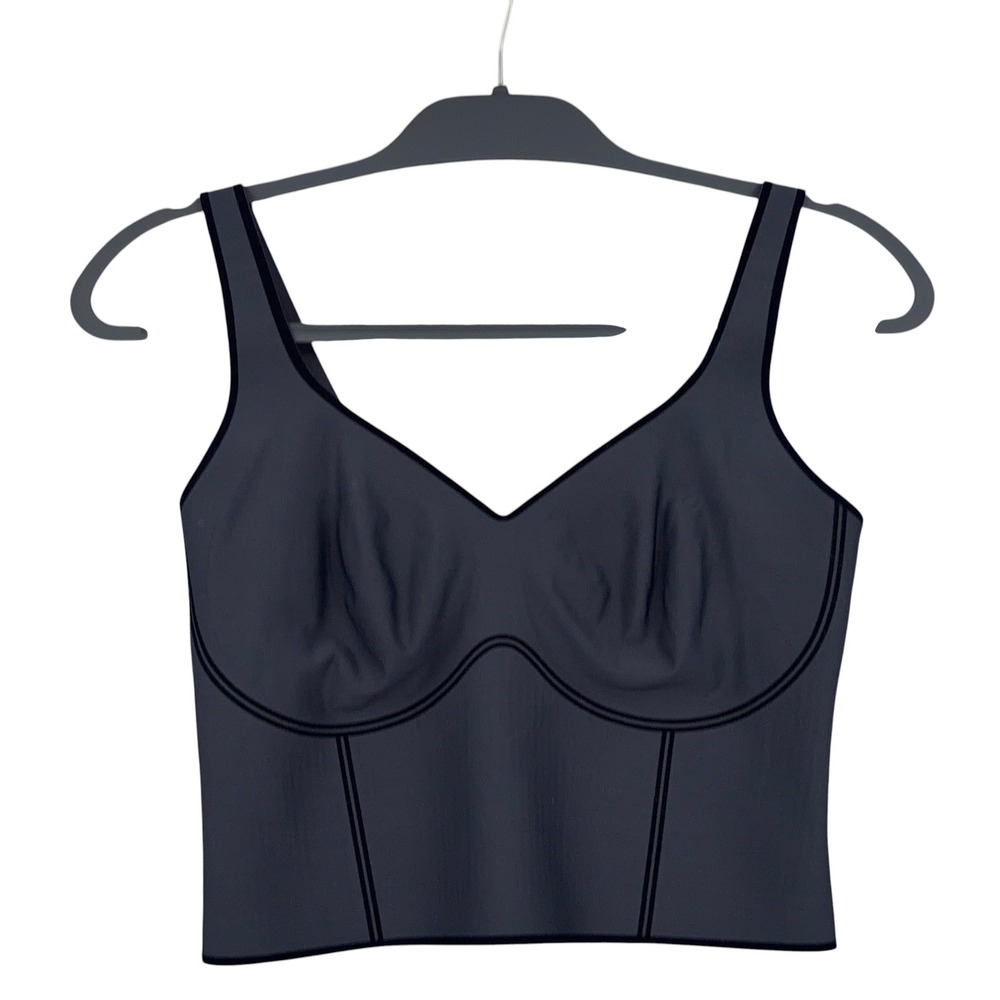 Fanka Body Sculpt Velvet Trim Shaping Sports Bra Tank Top Womens L Black